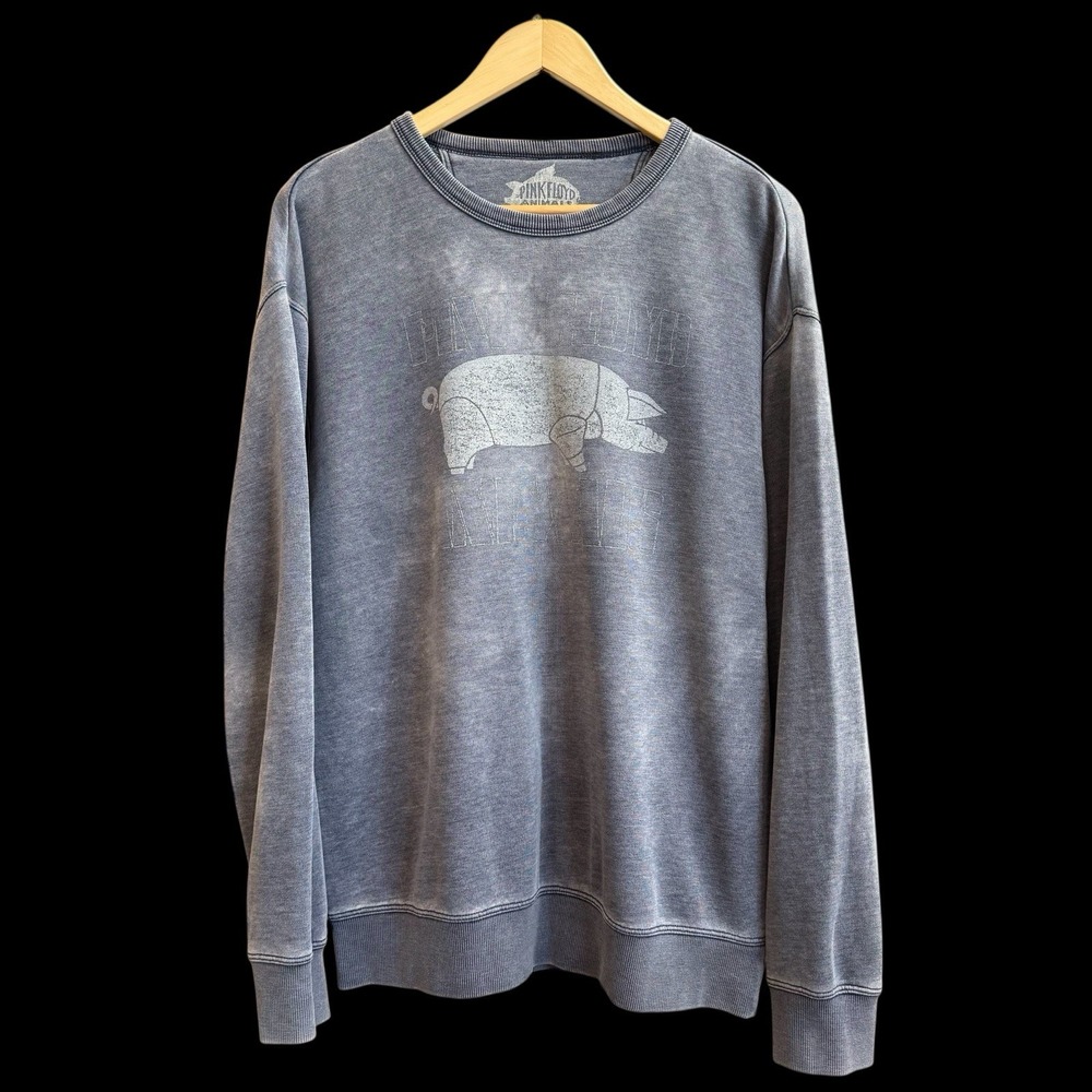 Lucky Brand x Pink Floyd Animals Blue Burnout‎ Retro Pig Sweatshirt Size M #308